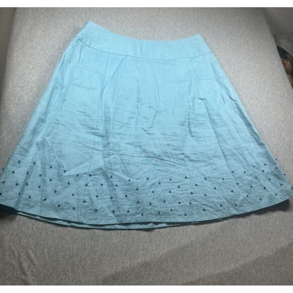 Boden Pale‎ Blue Linen A line Skirt Size 8R - Picture 7 of 8